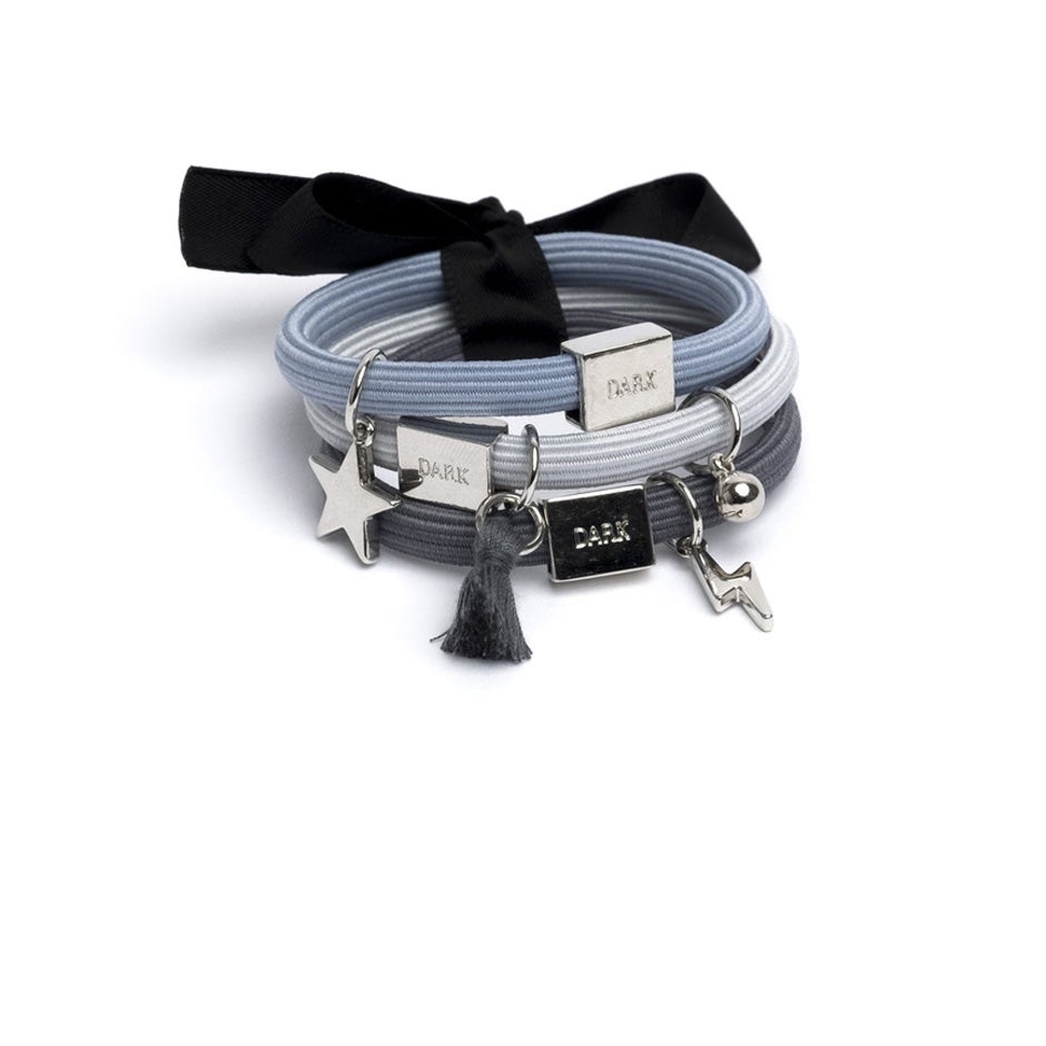 Dark Hair Ties 3 Pk Charm Combo Blue - 1 pcs