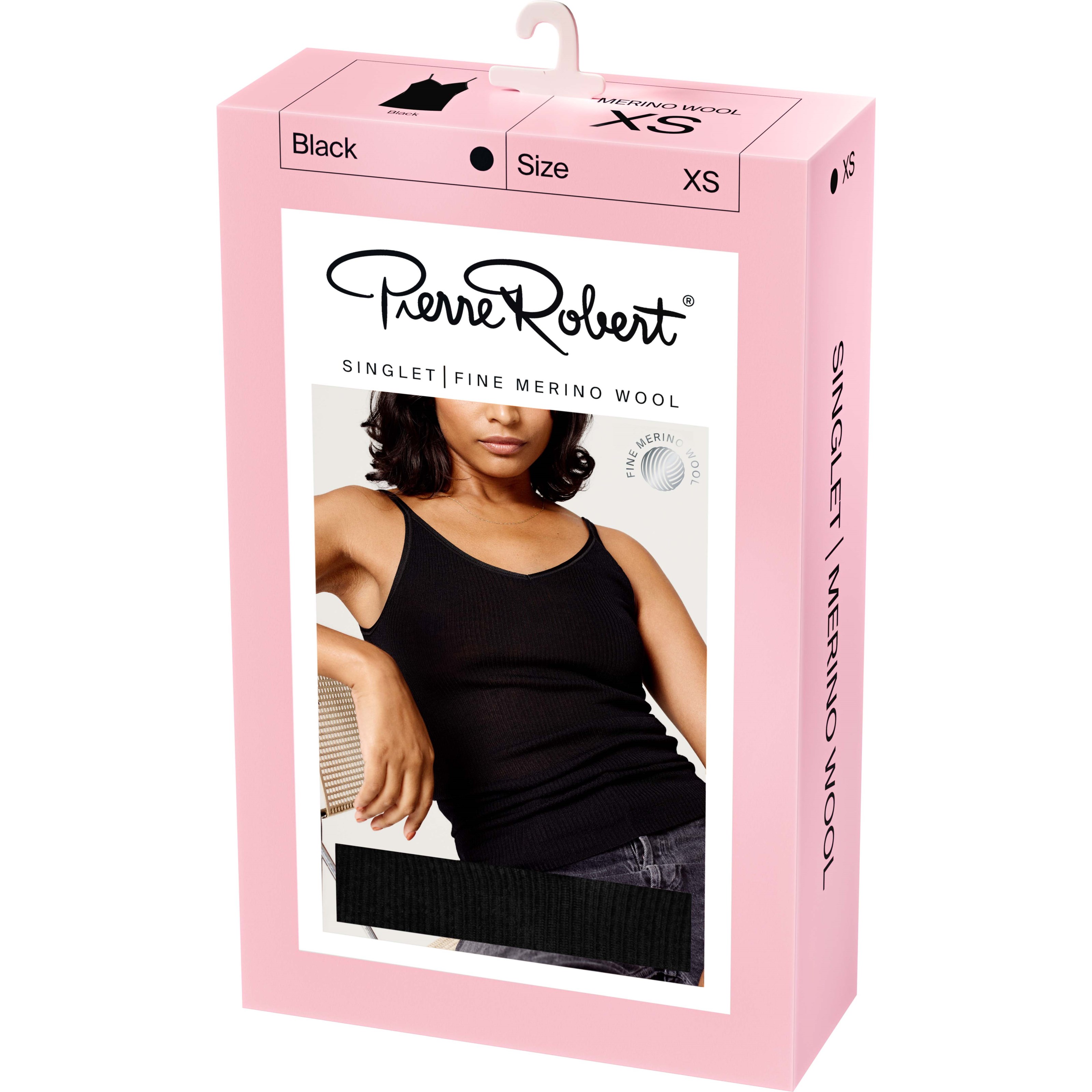 Pierre Robert Singlet Fine Merino Wool Jet Black M