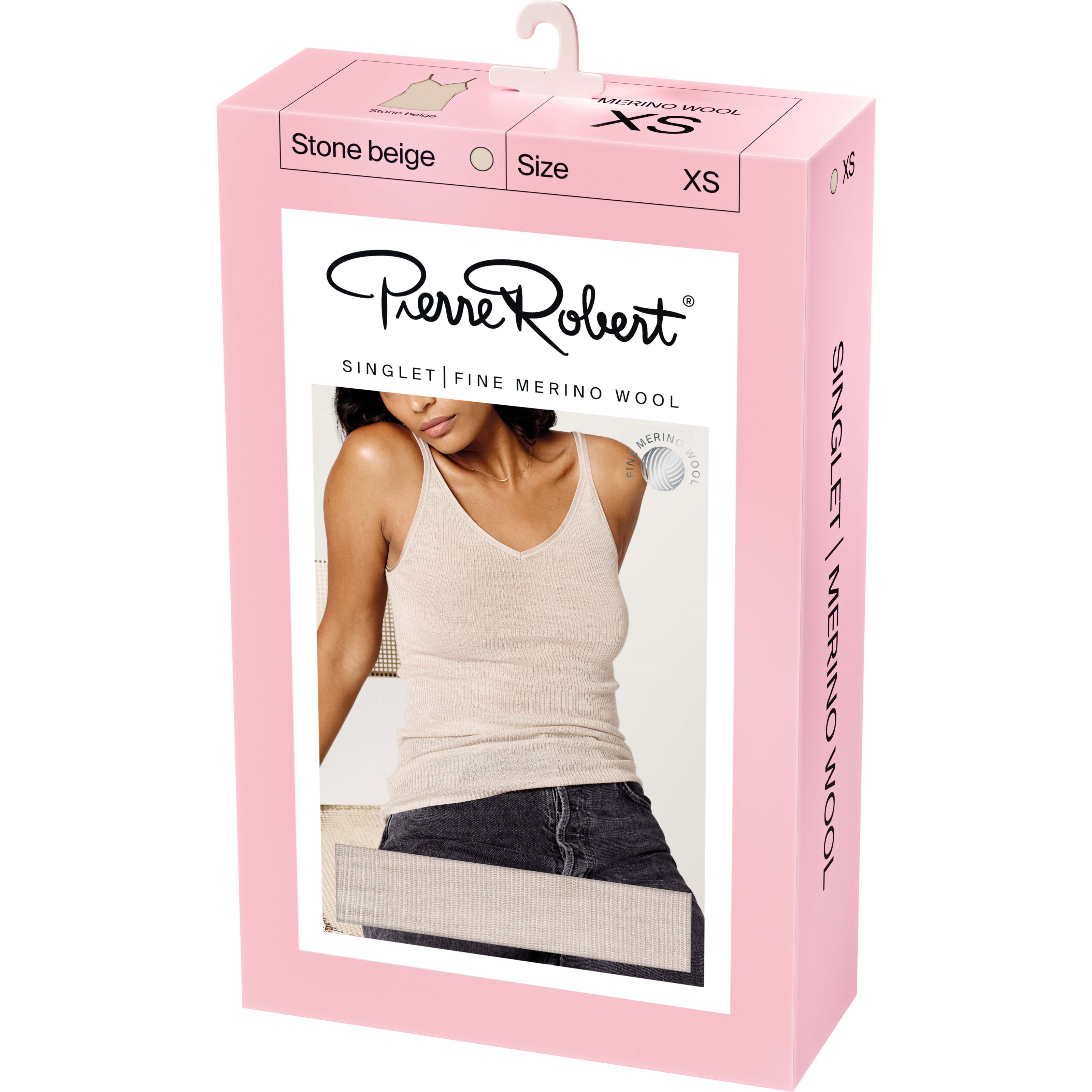 Pierre Robert Singlet Fine Merino Wool Stone Beige M