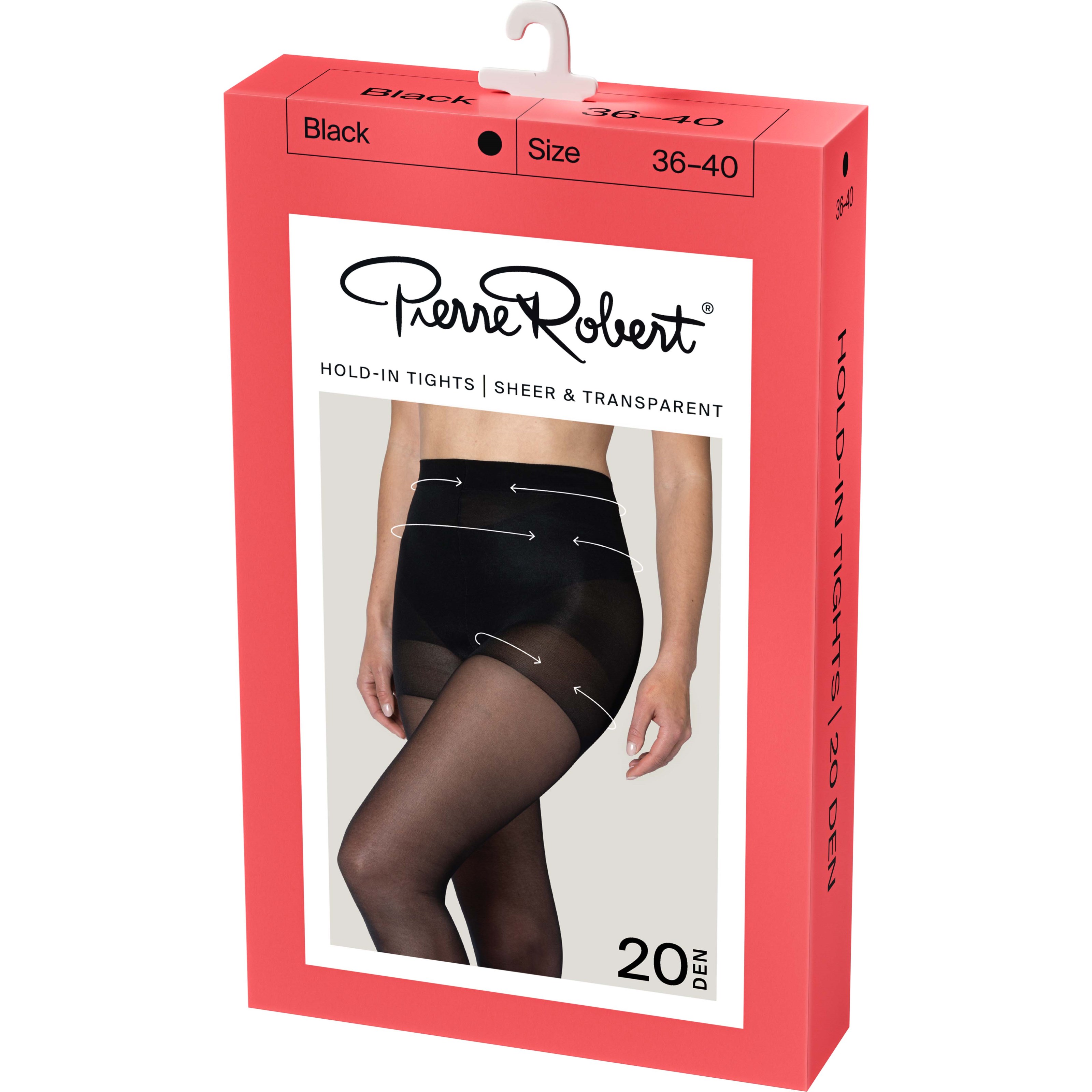 Pierre Robert Hold-In-Tights Sheer & Transparent 20 DEN Black 36-