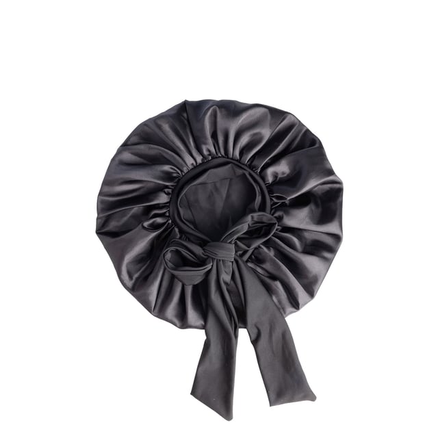 Cailap Hårmössa Bonnet i Satin Svart