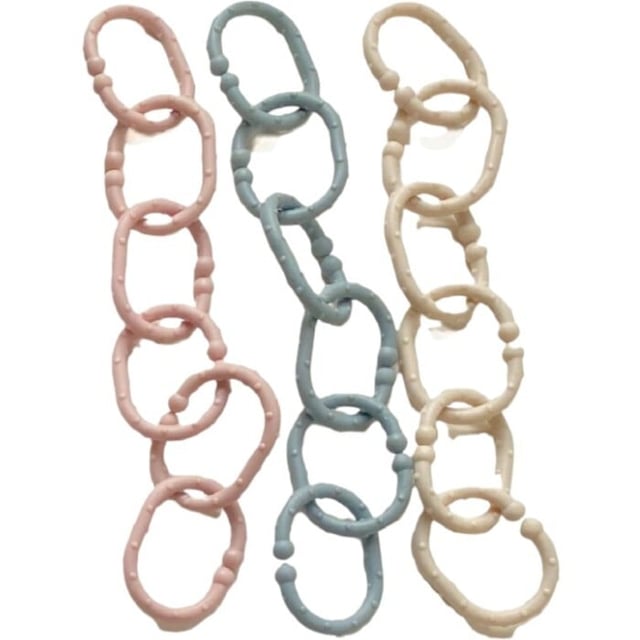 Fresh Kid Barnvagnsringar Beige Grå Rosa 18 pack