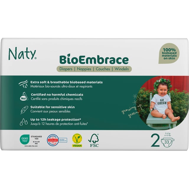 Naty Blöjor BioEmbrace strlk 2, 33 st
