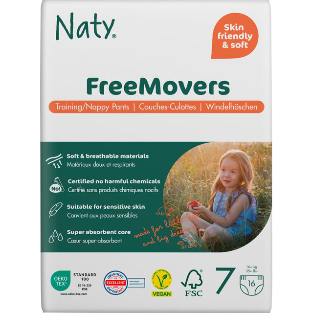 Naty Byxblöjor FreeMovers strlk 7, 16 st