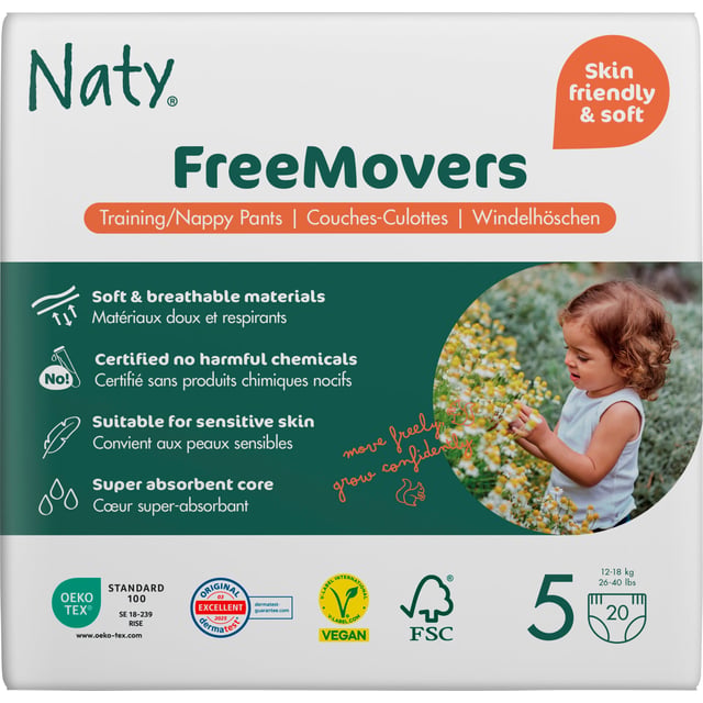 Naty Byxblöjor FreeMovers strlk 5, 20 st
