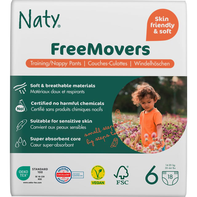 Naty Byxblöjor FreeMovers strlk 6, 18 st