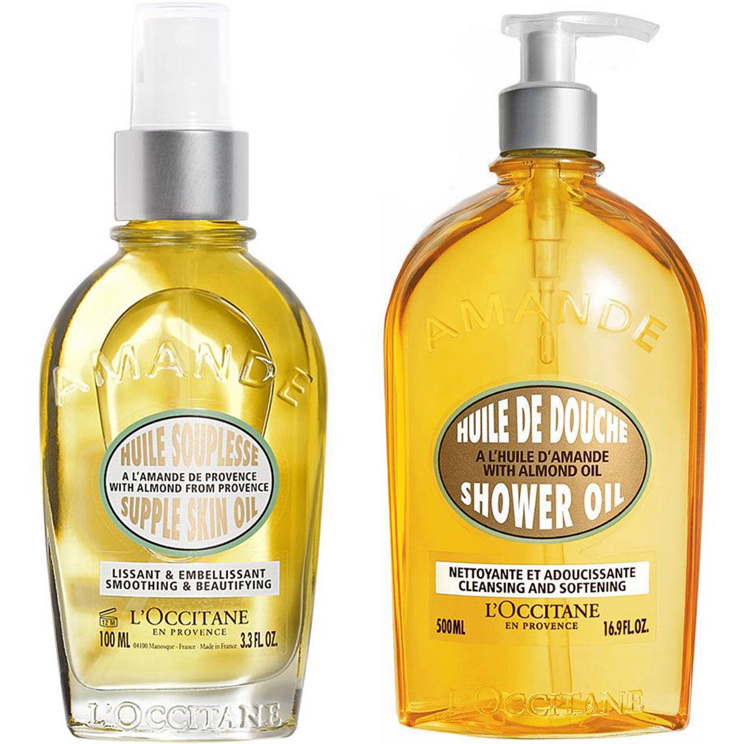 L'Occitane en Provence Almond Oil Set Body Oil & Shower Oil - 600 ml
