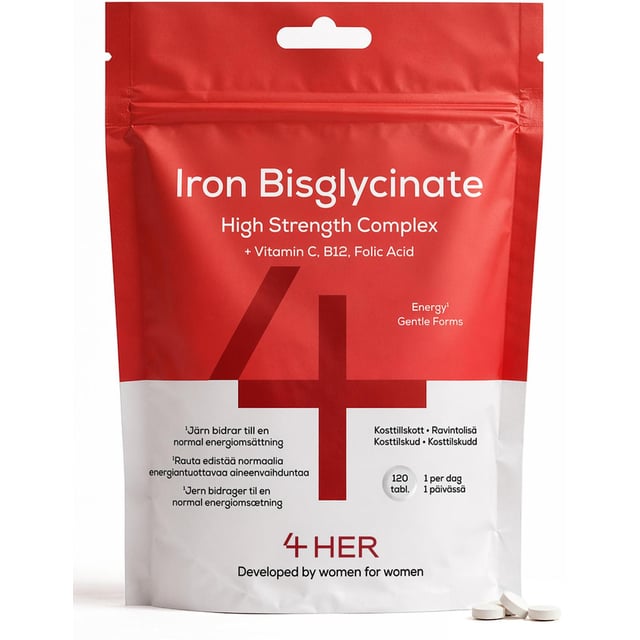Iron Bisglycinate 120 tabl - järntabletter med folsyra