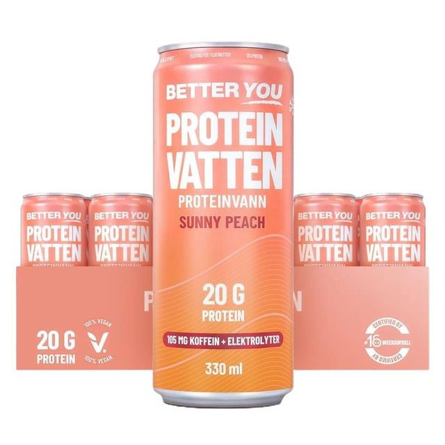 Better You Proteinvatten 330 ml Sunny Peach Koffein+Elektro 24 st