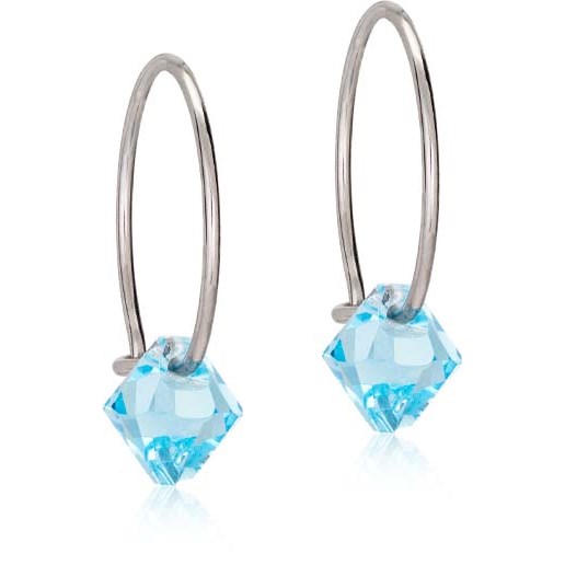 Blomdahl NT Ear Ring 14 mm, Bicone 6 mm Aquamarine