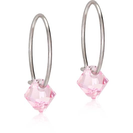 Blomdahl NT Ear Ring 14 mm, Bicone 6 mm Light rose