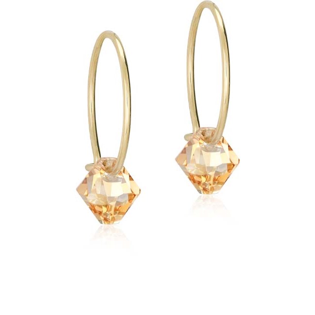 Blomdahl GT Ear Ring 14 mm, Bicone 6 mm Golden Shadow