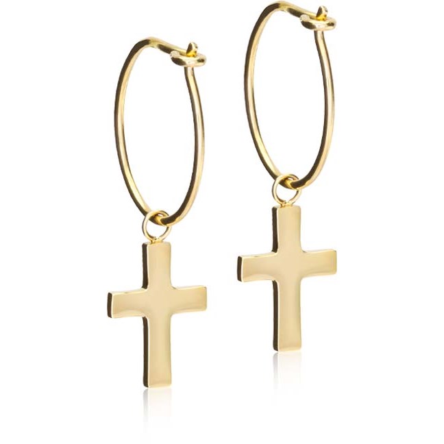 Blomdahl GT Ear Ring 14 mm, Pendant Cross 11 mm