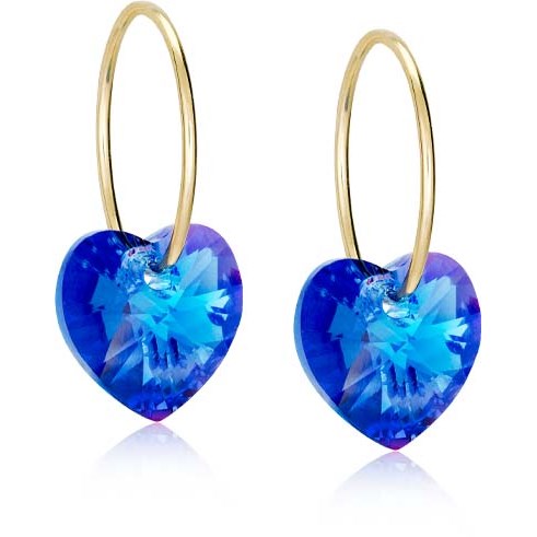 Blomdahl GT Ear Ring 14 mm, Heart 10 mm Sapphire