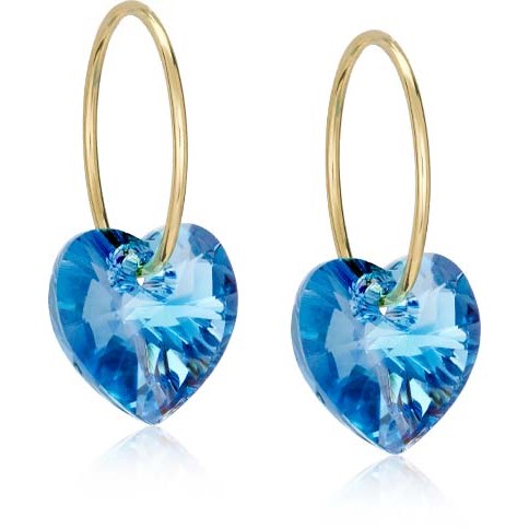 Blomdahl GT Ear Ring 14 mm, Heart 10 mm Aquamarine