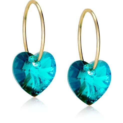 Blomdahl GT Ear Ring 14 mm, Heart 10 mm Turquoise