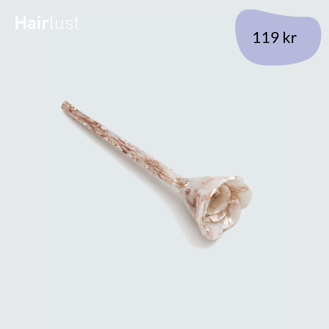 Flower Chopstick Hair Pin, Beige Shell