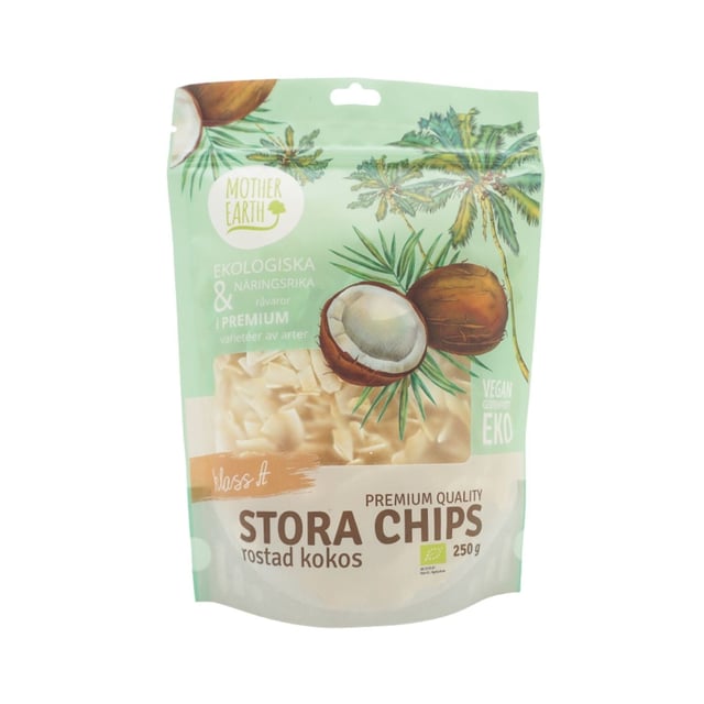 Mother Earth Stora Kokoschips Rostade Eko 250 g