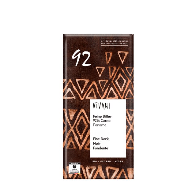 Vivani Mörk Choklad 92% Kokossocker Eko 80 g