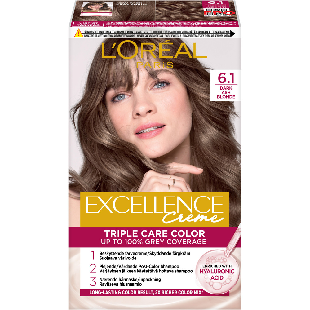 Excellence Creme Permanent Color, 6.1 Dark Ash Blonde