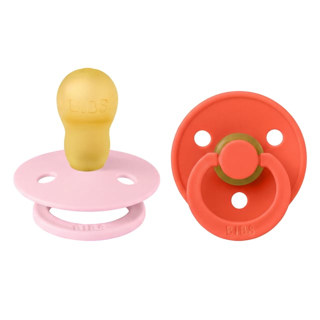 BIBS Pacifier Colour Latex Baby Pink/Tango Size 3 2pcs