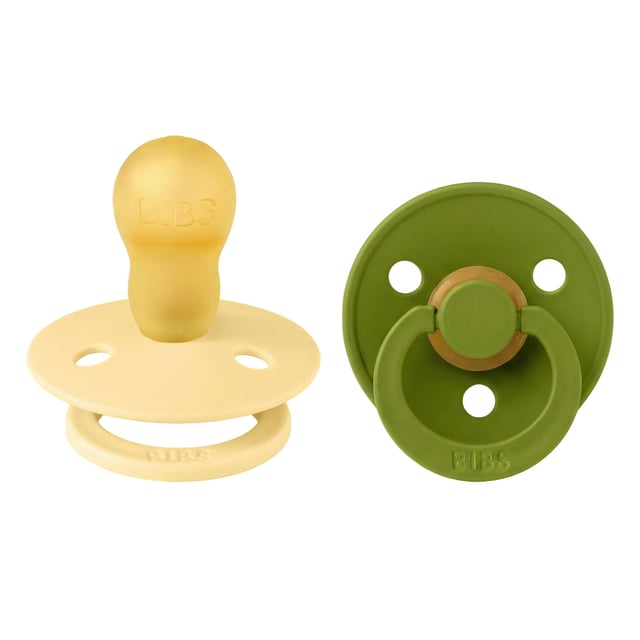 BIBS Pacifier Colour Latex Pale Butter/Wasabi Size 3 2pcs