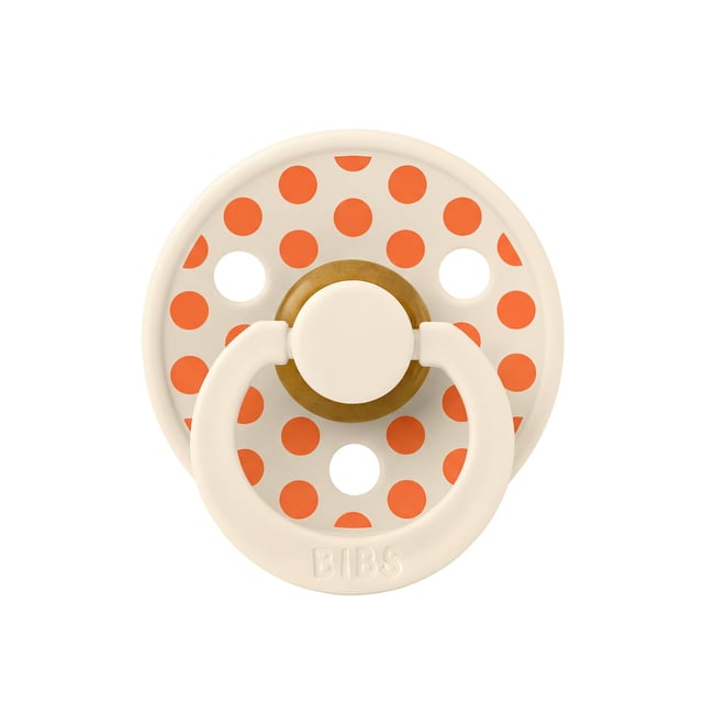 BIBS Pacifier Studio Colour Polka Medium Latex Ivory Tango Size 1