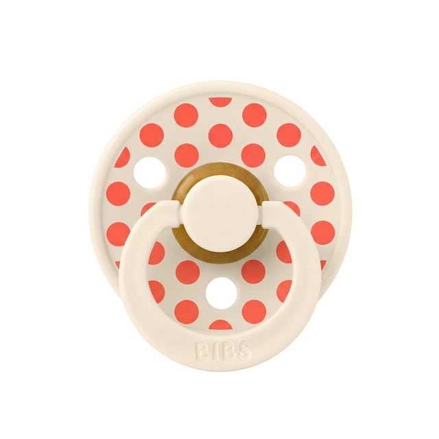 BIBS Pacifier Studio Colour Polka Medium Latex Ivory Tango Size 2