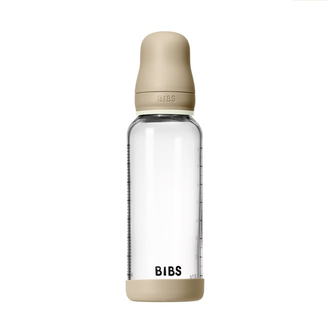 BIBS Glass Baby Bottle Round Latex Medium Flow Vanilla Glow 1x240