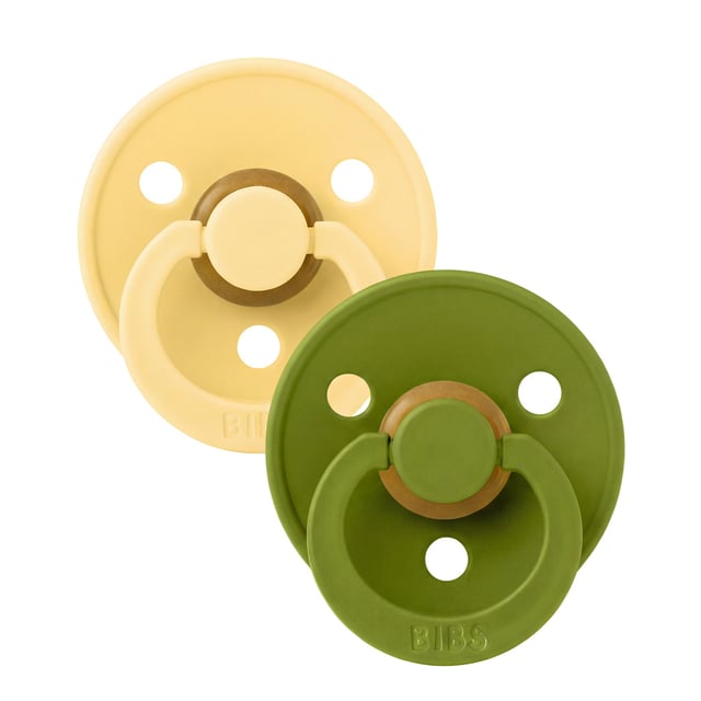 BIBS Pacifier Colour Anatomical Latex Pale Butter/Wasabi Size 1 2