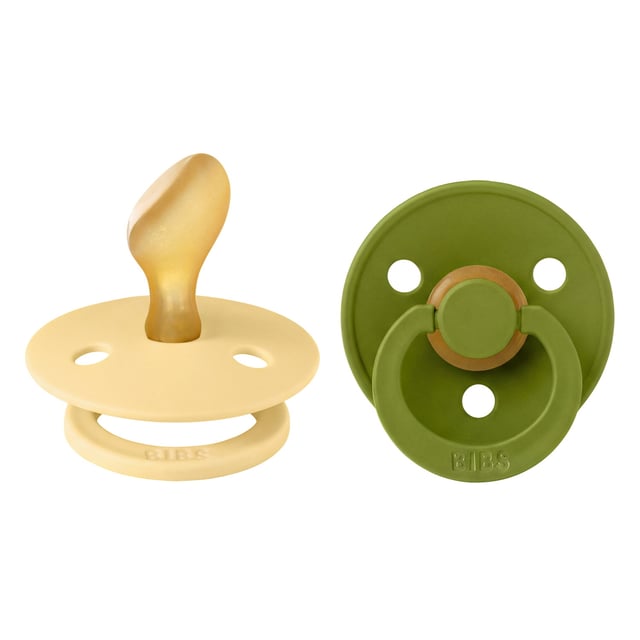 BIBS Pacifier Colour Anatomical Latex Pale Butter/Wasabi Size 2 2