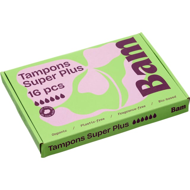 BAM Organic Cotton Tampons Super Plus 16-pack