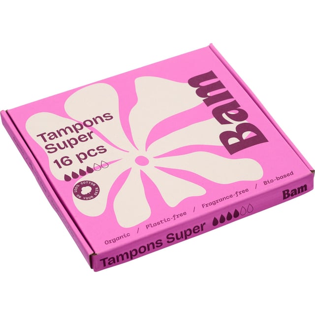 BAM Organic Cotton Tampons Super 16-pack
