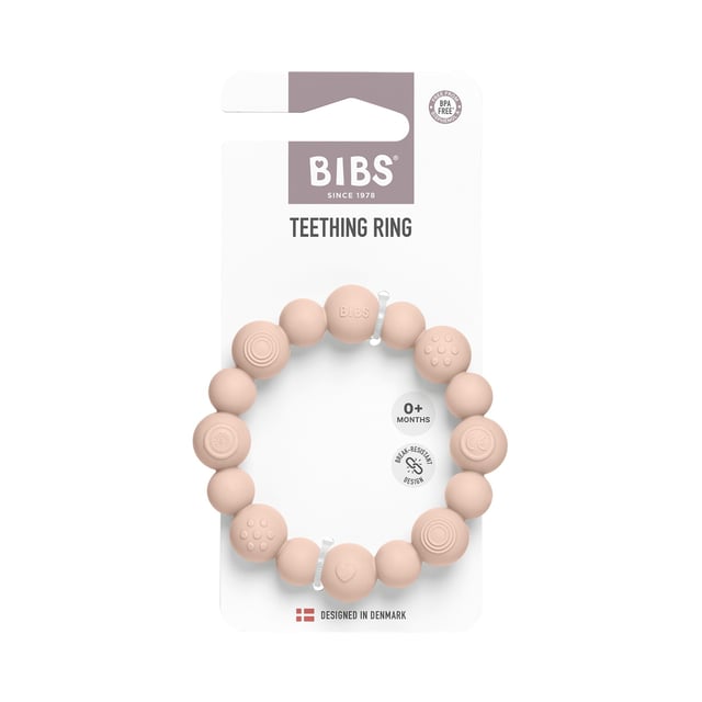 BIBS Teething Ring Beaded Blush Onesize