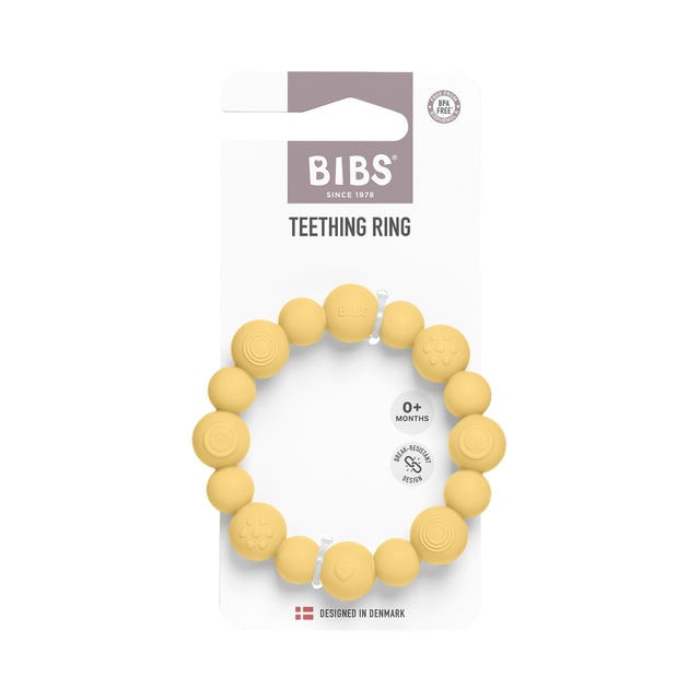 BIBS Teething Ring Beaded Pale Butter Onesize