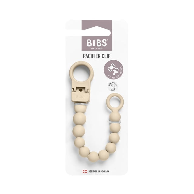 BIBS Pacifier Clip Beaded Vanilla Onesize