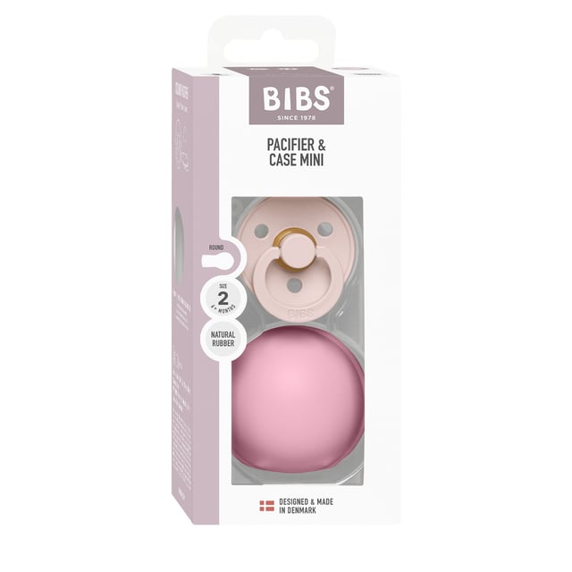 BIBS Colour Pacifier Round Latex Petal Size 2 & BIBS Pacifier Cas