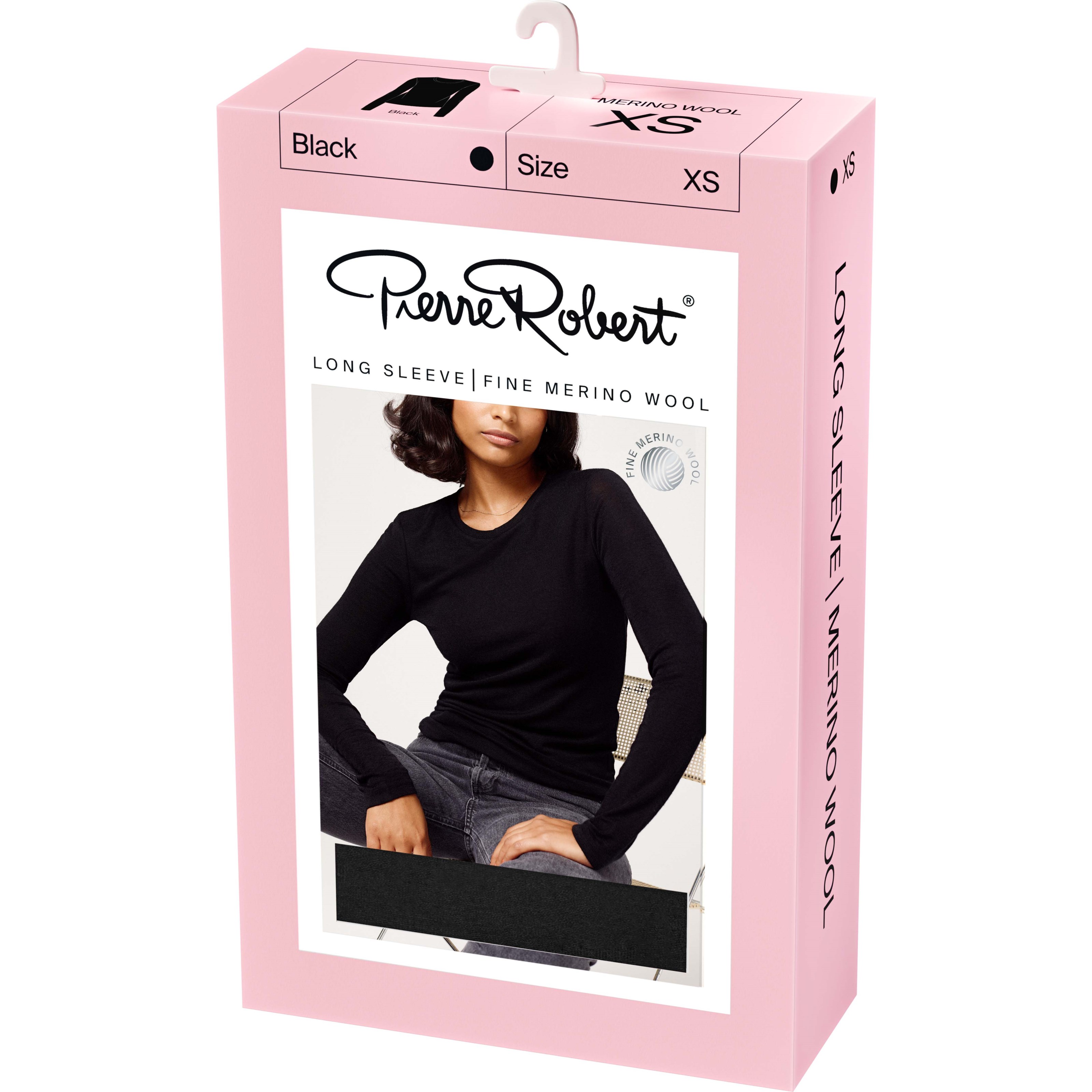 Pierre Robert Long Sleeve Fine Merino Wool Jet Black XL