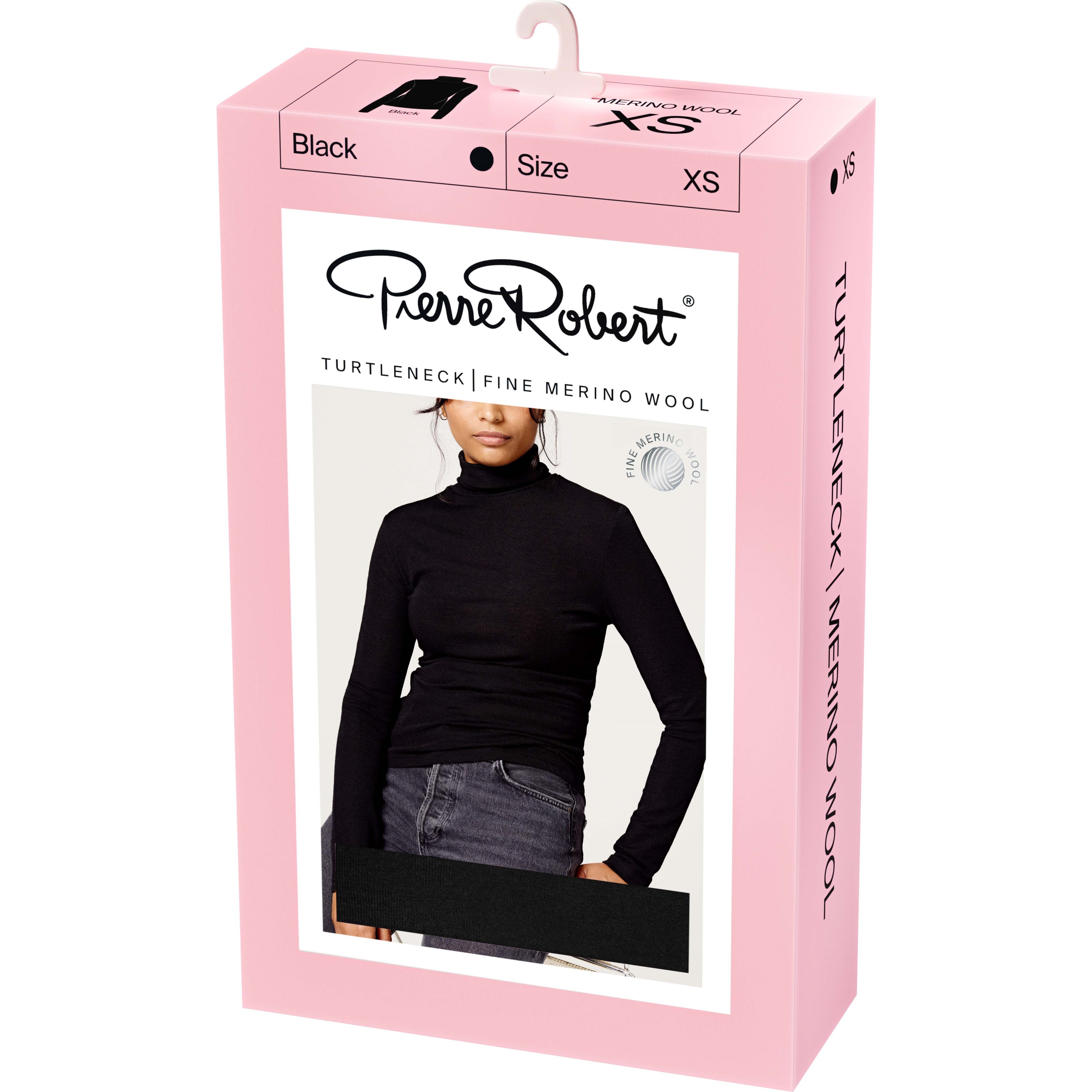 Pierre Robert Turtleneck Fine Merino Wool Women Black XS