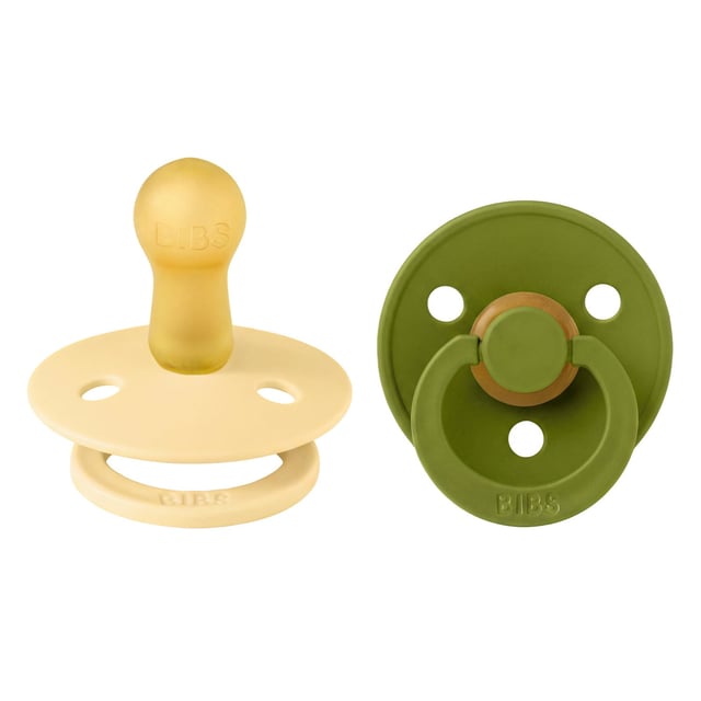 BIBS Pacifier Colour 2 PACK Latex Size 2 Pale Butter/Wasabi