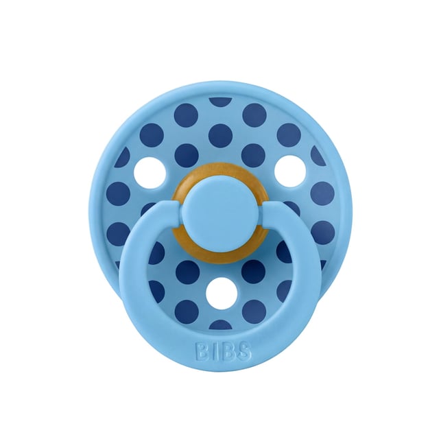 BIBS Pacifier Studio Colour Polka Medium Latex Size 1 Breeze Cornflower