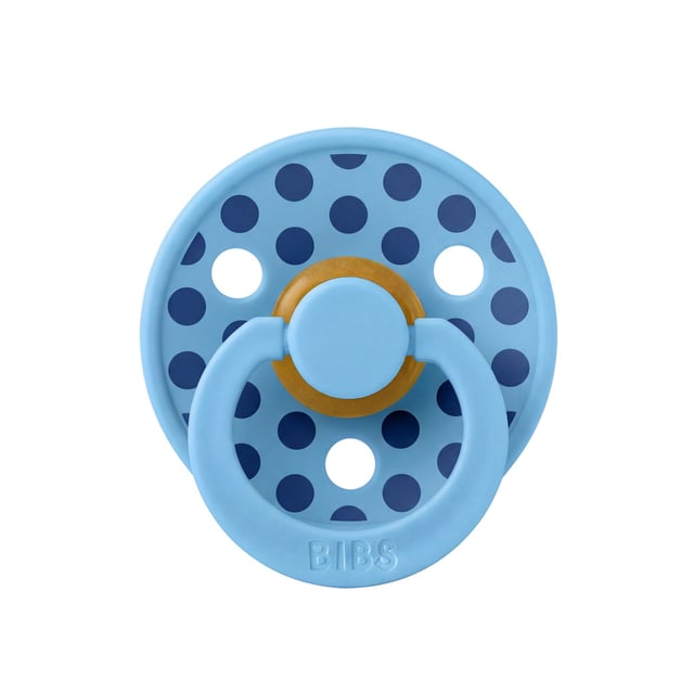 BIBS Pacifier Studio Colour Polka Medium Latex Size 2 Breeze Cornflower