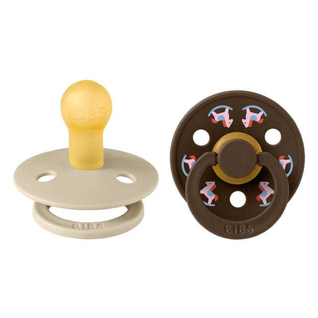 BIBS Pacifier Colour Holiday Horse 2 PACK Latex Size 1 Vanilla/Mocha