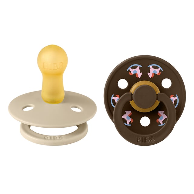 BIBS Pacifier Colour Holiday Horse 2 PACK Latex Size 2 Vanilla/Mocha