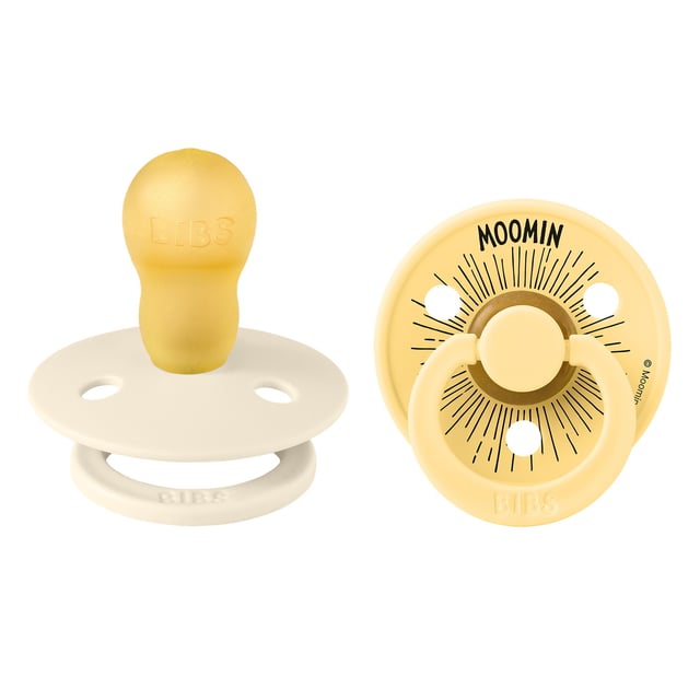 BIBS x Moomins Pacifier Colour Moomintroll 2 PACK Latex Size 3 Ivory/Pale Butter