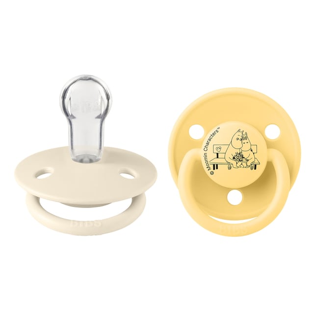BIBS x Moomins Pacifier De Lux Moomintroll 2 PACK Silicone Ivory/Pale Butter