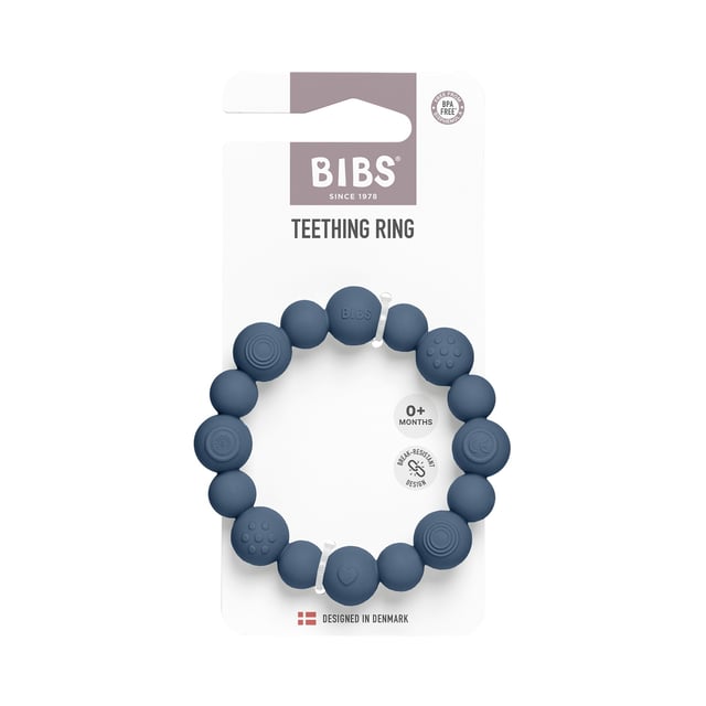 BIBS Teething Ring Beaded Steel Blue