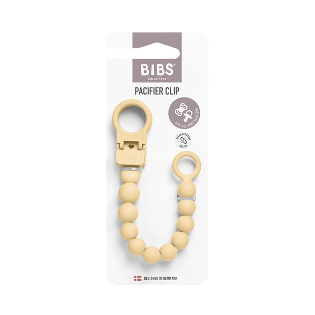 BIBS Pacifier Clip Beaded Pale Butter