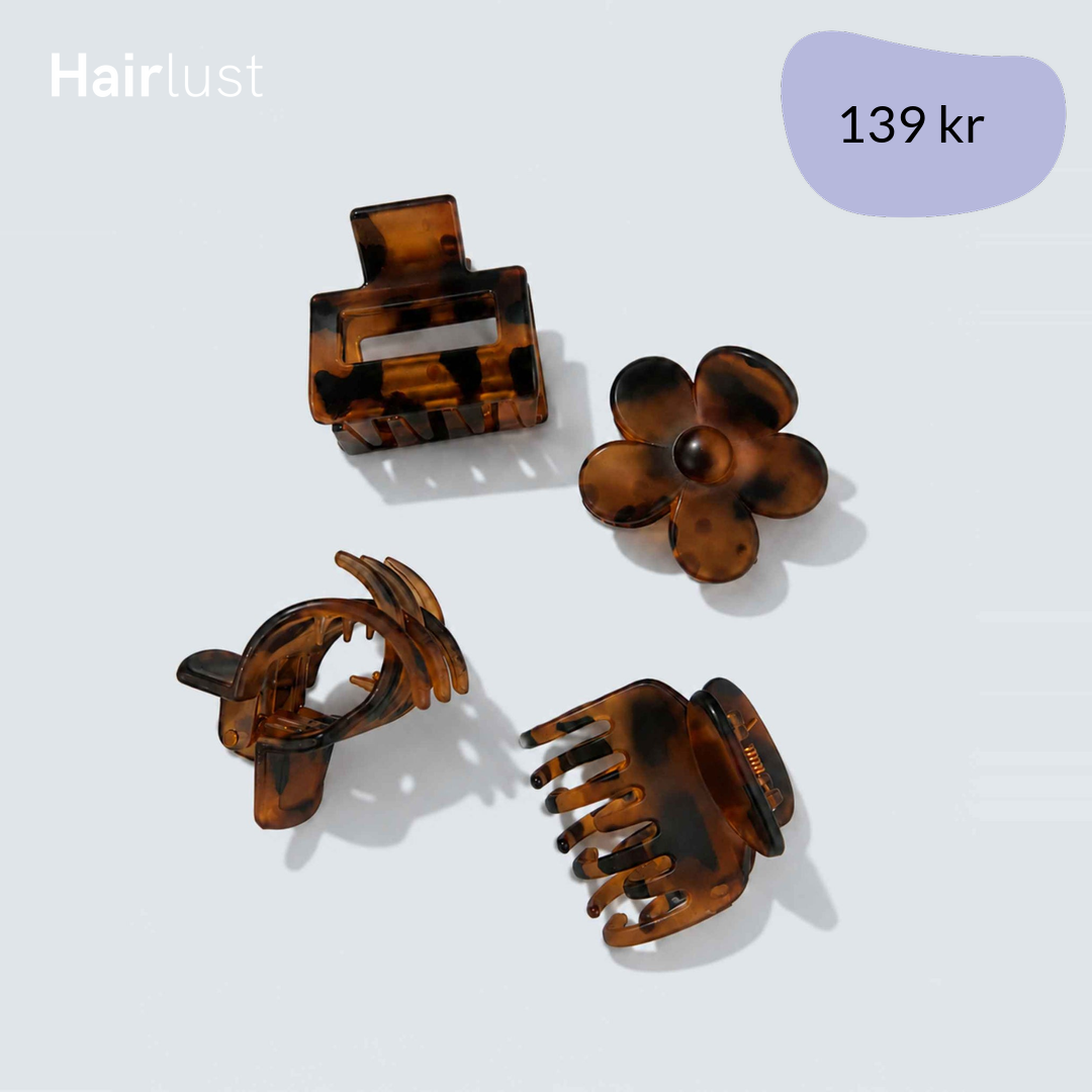 Small Claw Hair Clips, 4-Pack, Tortoise