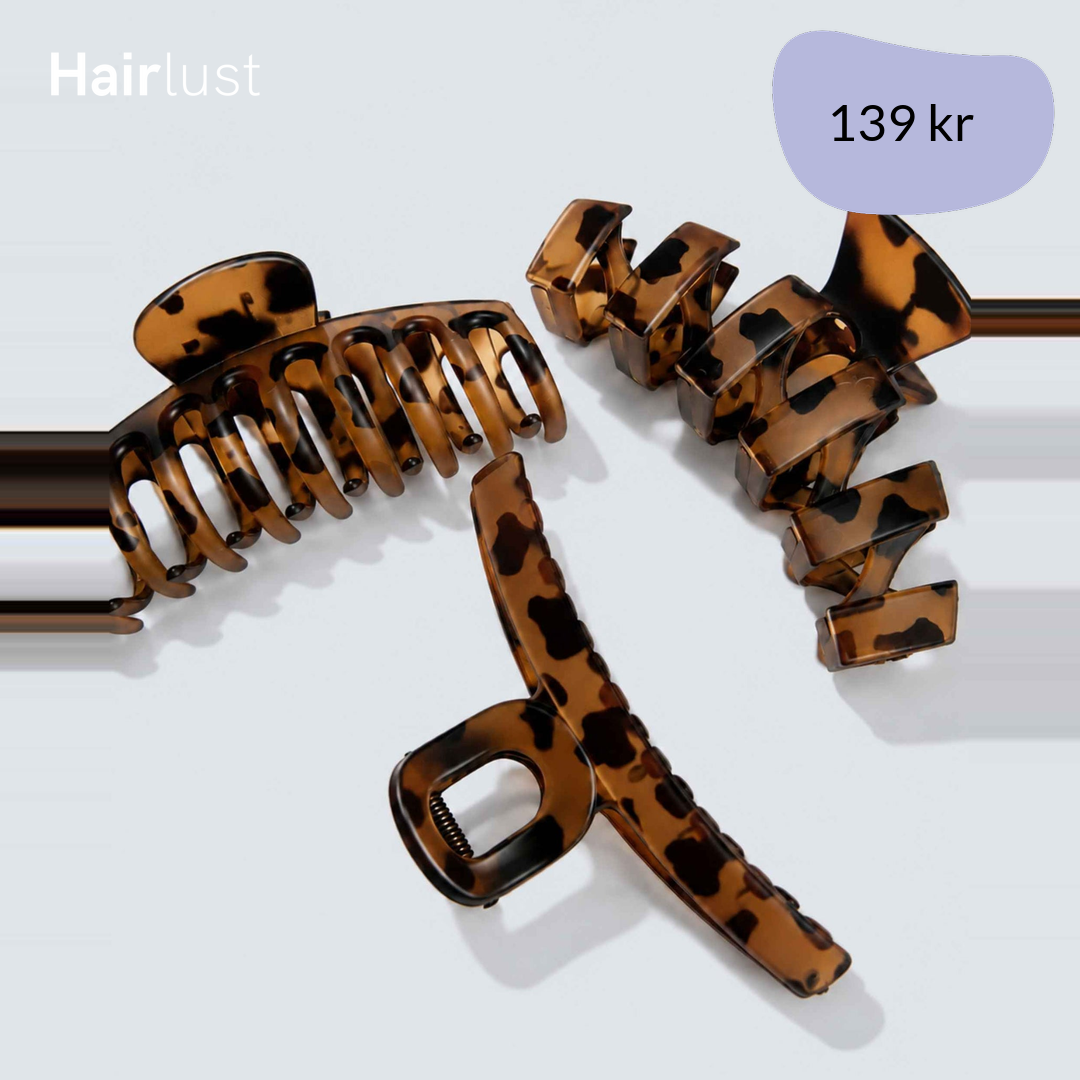 Medium Claw Hair Clips, 3-Pack, Tortoise
